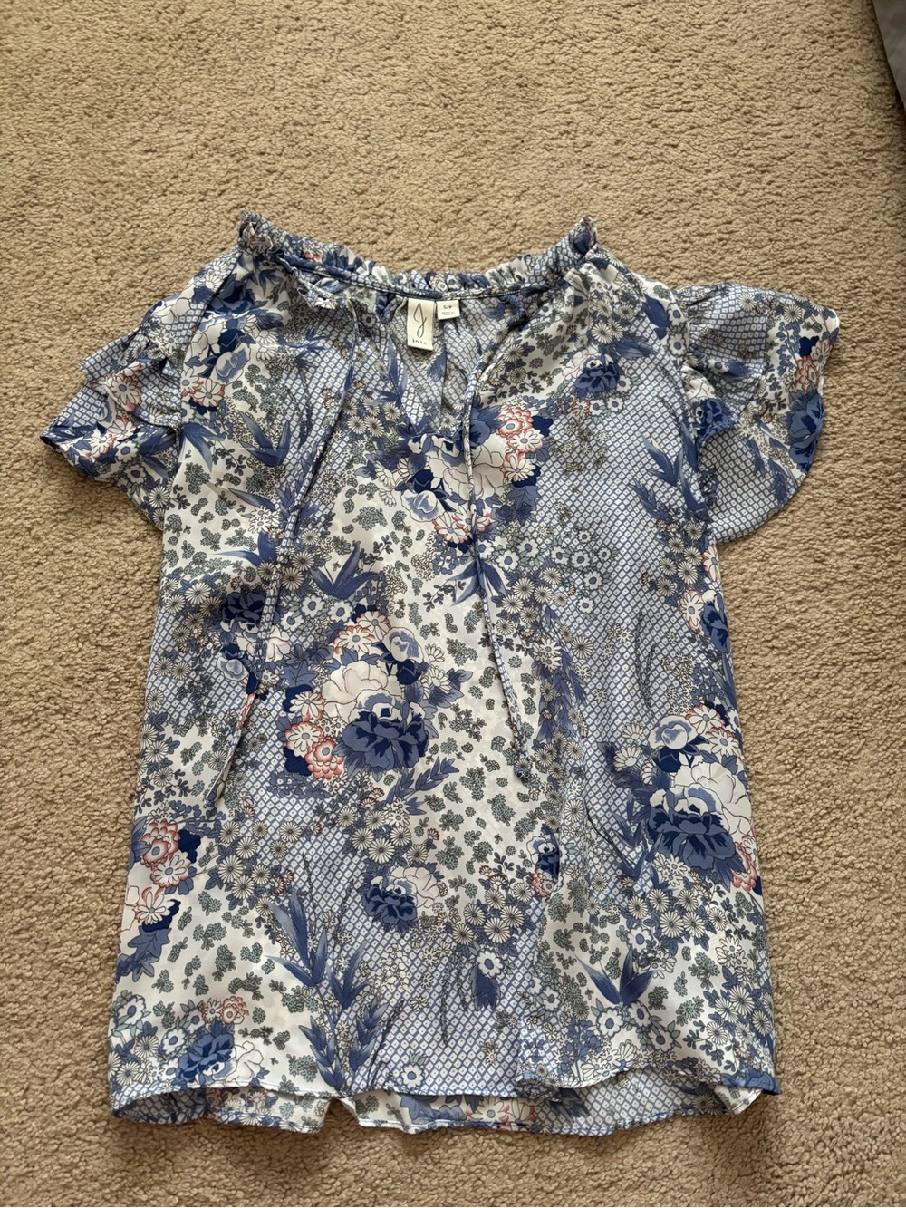 Joie Floral Blouse Short Sleeve Top